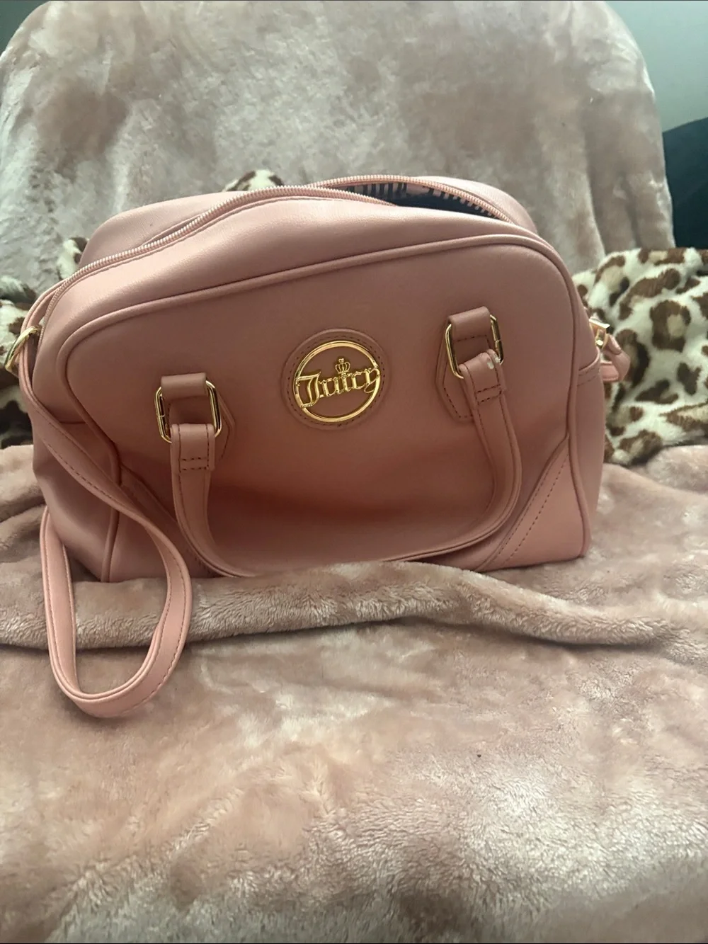 Juicy Couture Rose Blush Satchel with Gold Logo